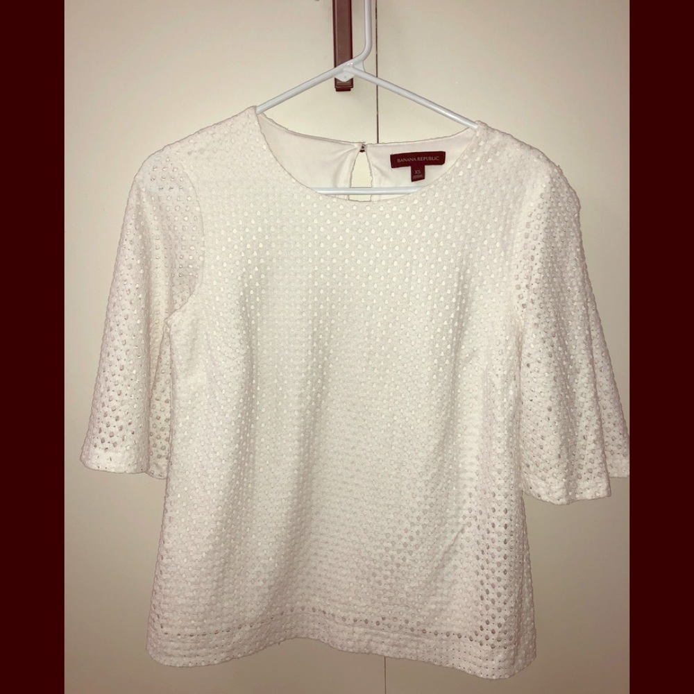 Banana Republic white statement sleeves top